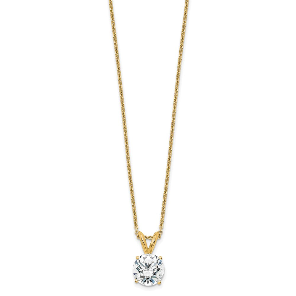 14K Gelbgold 1 ct. Laborgezüchteter Diamant VS+ F+ Rundschliff Vierkrappen-Fassung 18 Zoll Solitär-Anhänger-Halskette
