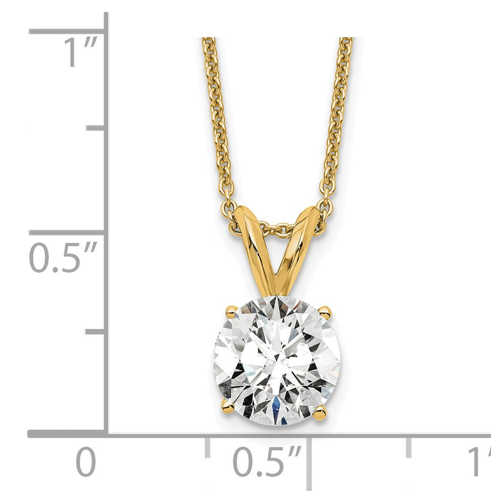 14K Gelbgold 1 ct. Zertifizierter Labordiamant VS/SI+ G+ Rundschliff Vierkrappenfassung 18 Zoll Solitär-Anhänger-Halskette