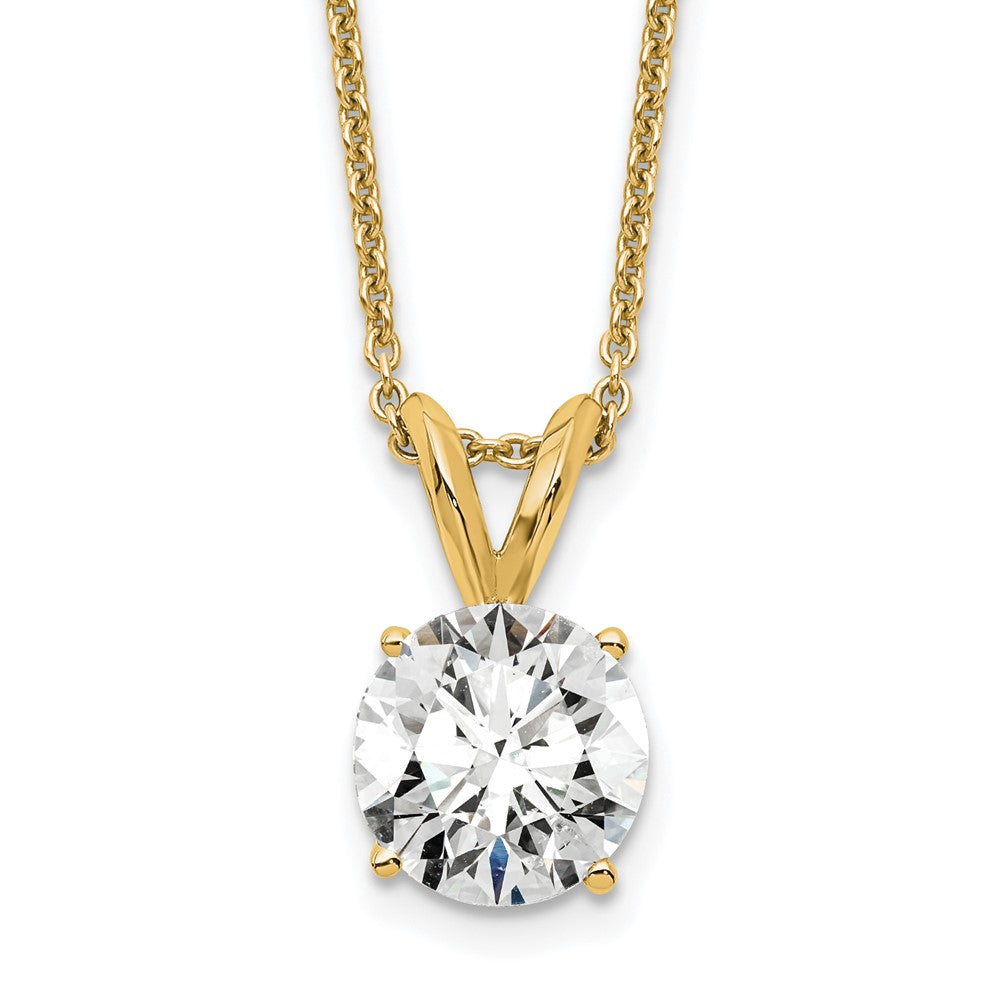 14K Gelbgold 1 ct. Laborgezüchteter Diamant VS+ F+ Rundschliff Vierkrappen-Fassung 18 Zoll Solitär-Anhänger-Halskette