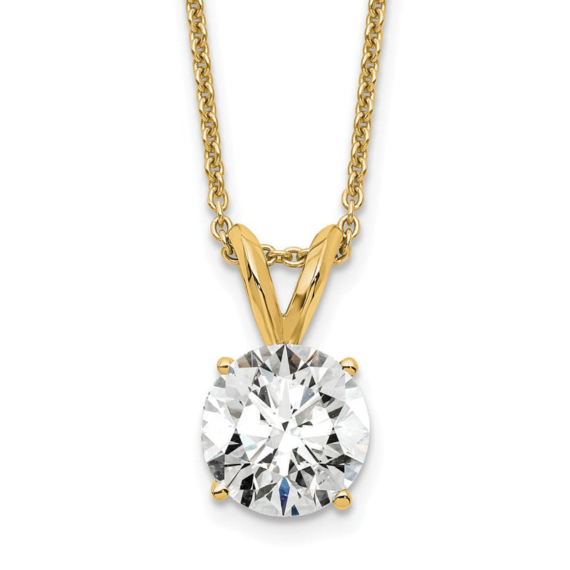 14K Gelbgold 1 ct. Zertifizierter Labordiamant VS/SI+ G+ Rundschliff Vierkrappenfassung 18 Zoll Solitär-Anhänger-Halskette