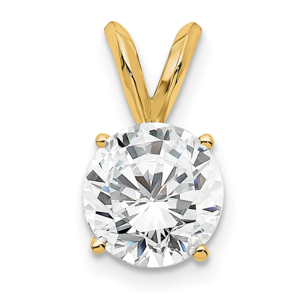 14K Gelbgold 1 ct. Zertifizierter Laborgezüchteter Diamant VS/SI+ G+ Rund Vier-Krappen-Solitär-Anhänger
