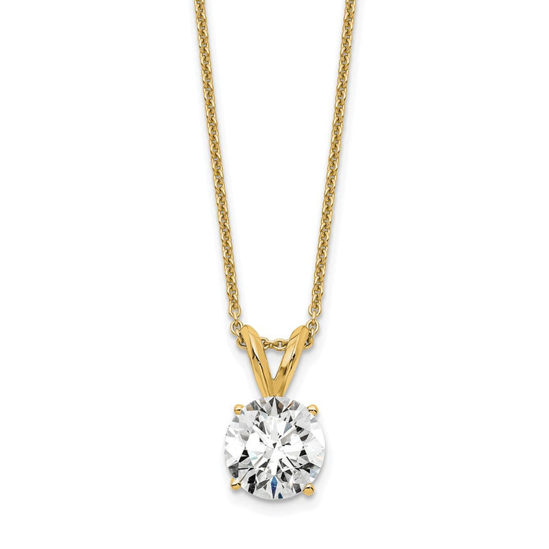 14K Gelbgold 1 Karat Zertifiziert Im Labor Gezüchtet Diamant Vs+ F+ Rund Komplett Vierkrappen 18 Zoll Solitär Anhänger Halskette