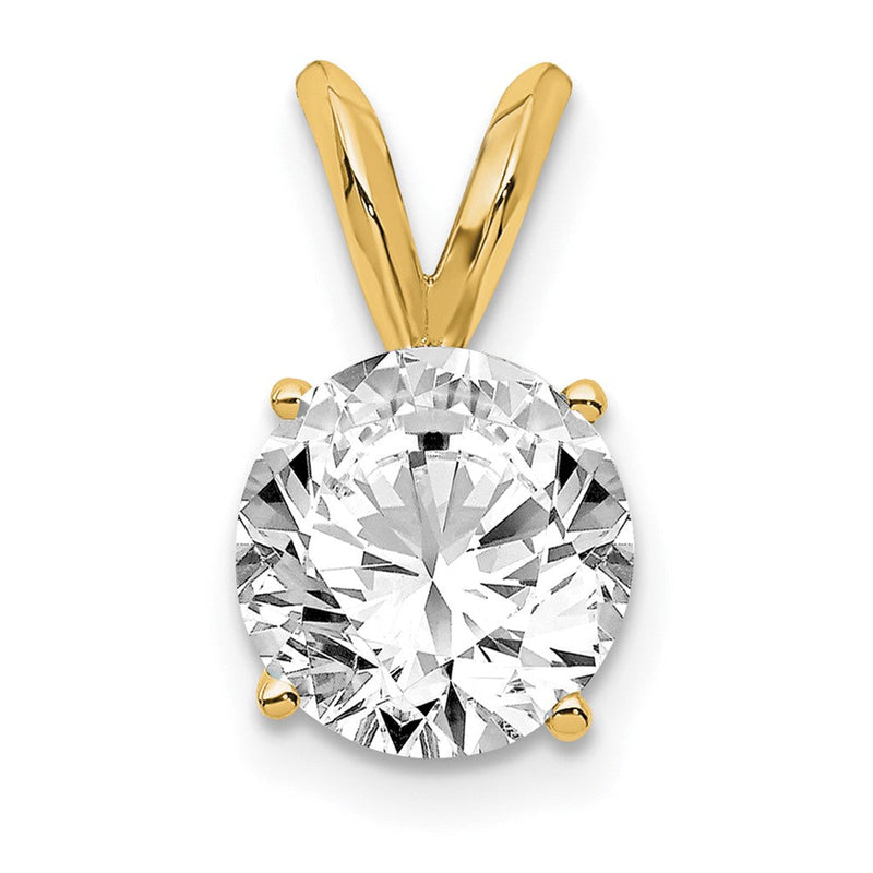 14K Gelbgold 1 Karat Im Labor Gezüchtet Diamant Vs/si+ G+ Rund Komplett Vierkrappen Solitär Anhänger