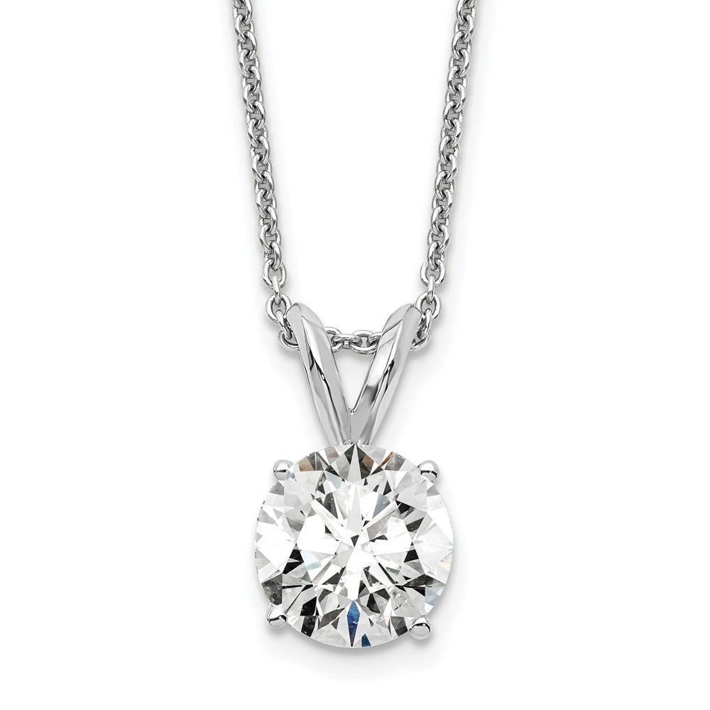 14K Weißgold Solitär-Anhänger-Halskette mit 1 ct. im Labor gezüchtetem Diamant VS+ F+, rund, Vierzacken-Fassung, 18 Zoll