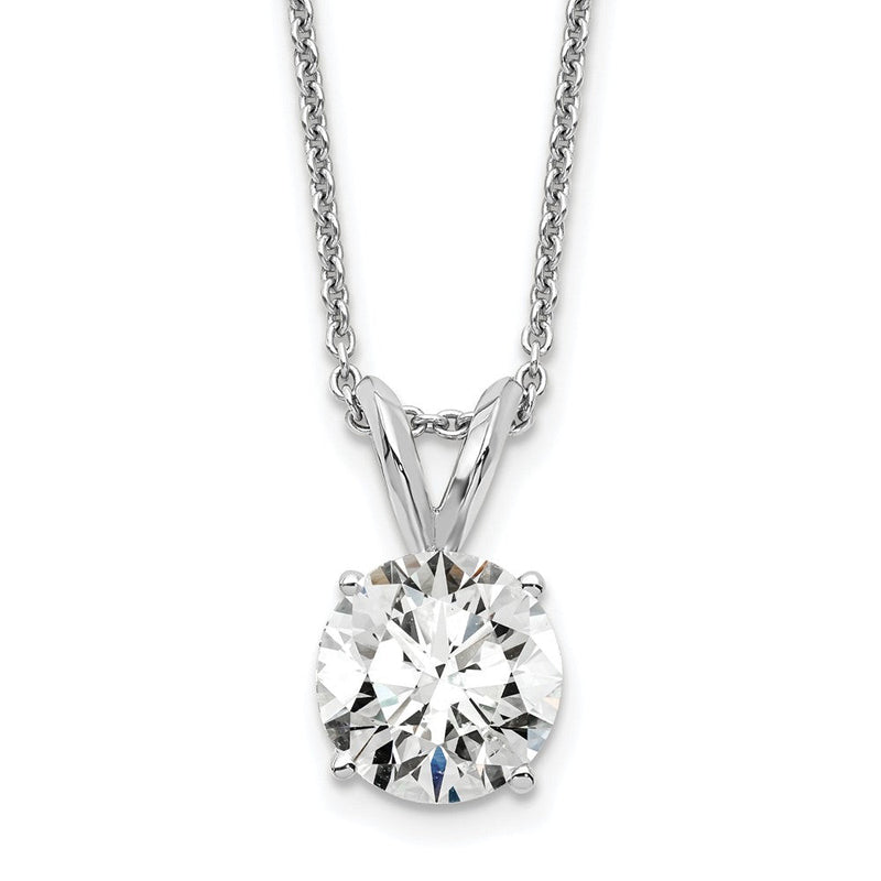 14K Weißgold Solitär-Anhänger-Halskette mit 1 ct. im Labor gezüchtetem Diamant VS+ F+, rund, Vierzacken-Fassung, 18 Zoll