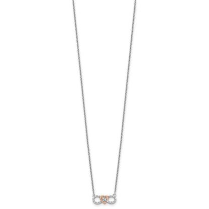 14K Bicolor Weiß und Roségold 1/15 Ct. Im Labor Gezüchtet Diamant Vs/si+ G+ 18 Zoll Unendlichkeit Herz Halskette