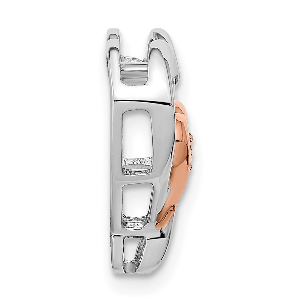 14K Bicolor Gold Weiß & Rose Herz Echt Diamant Kette Anhänger