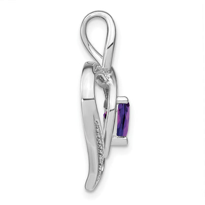 Sterling Silber Anhänger mit Amethyst und echtem Diamant
