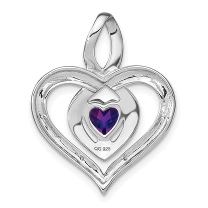 Sterling Silber Anhänger mit Amethyst und echtem Diamant