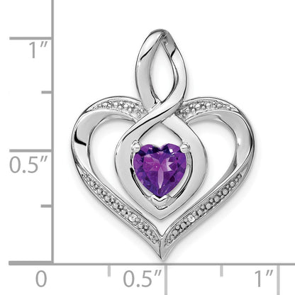 Sterling Silber Anhänger mit Amethyst und echtem Diamant
