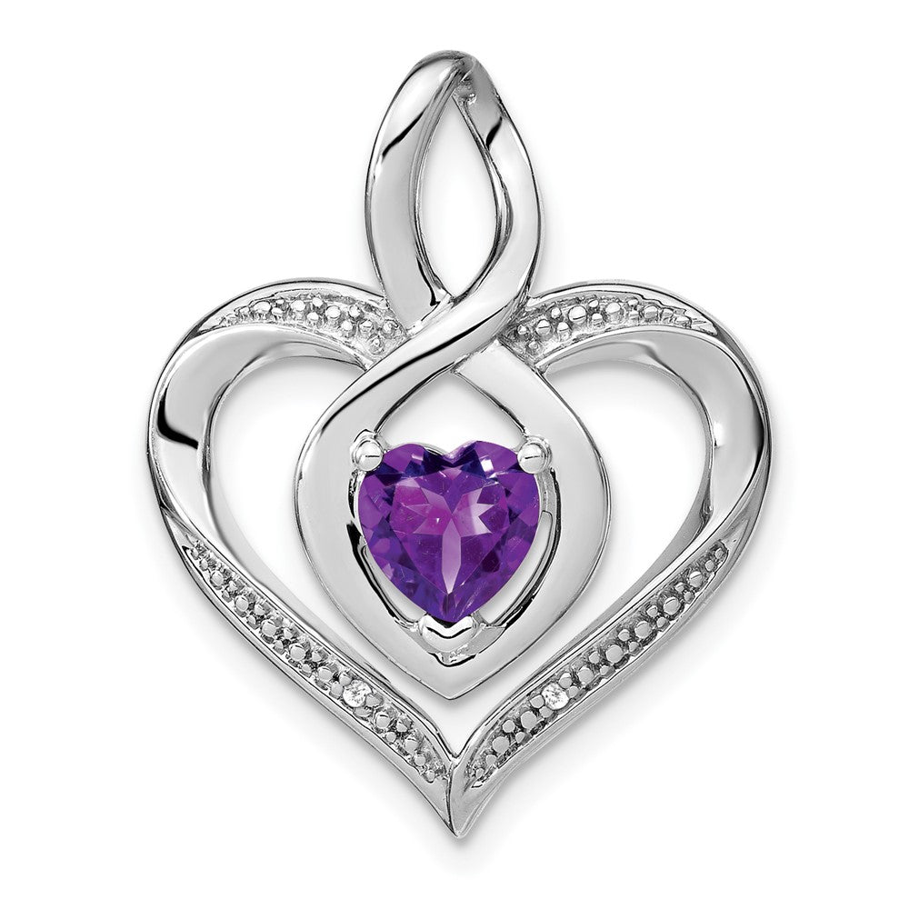 Sterling Silber Anhänger mit Amethyst und echtem Diamant