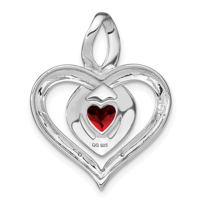 Sterling Silber Granat- und Diamant-Anhänger