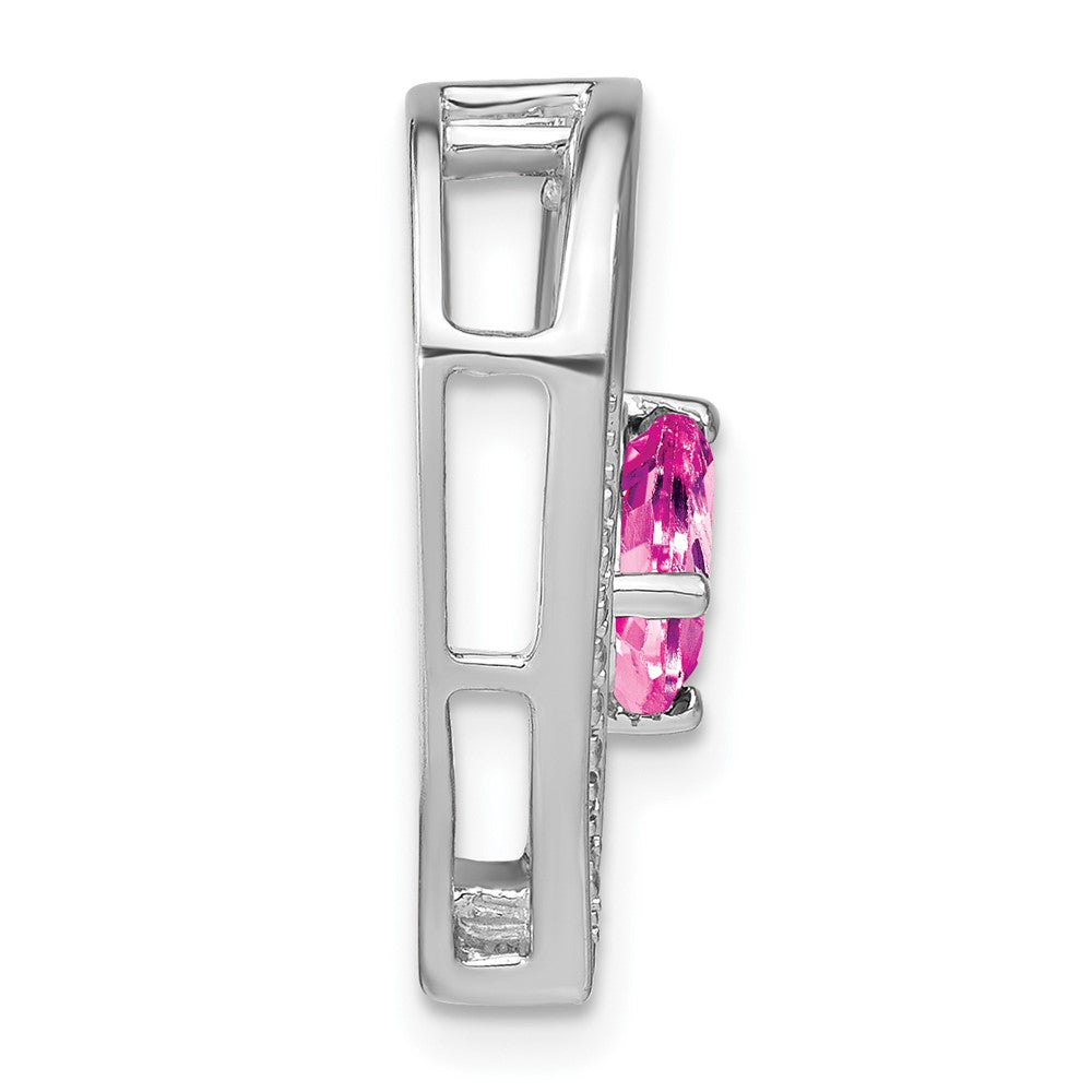 Sterling Silber Anhänger mit synthetischem Rosa Saphir und echtem Diamant