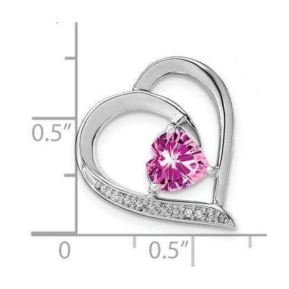 Sterling Silber Anhänger mit synthetischem Rosa Saphir und echtem Diamant