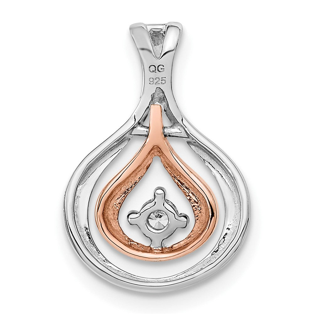 14K Bicolor Gold Poliert Fantasie Echt Diamant Kette Anhänger