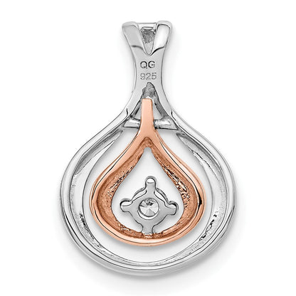 14K Bicolor Gold Poliert Fantasie Echt Diamant Kette Anhänger