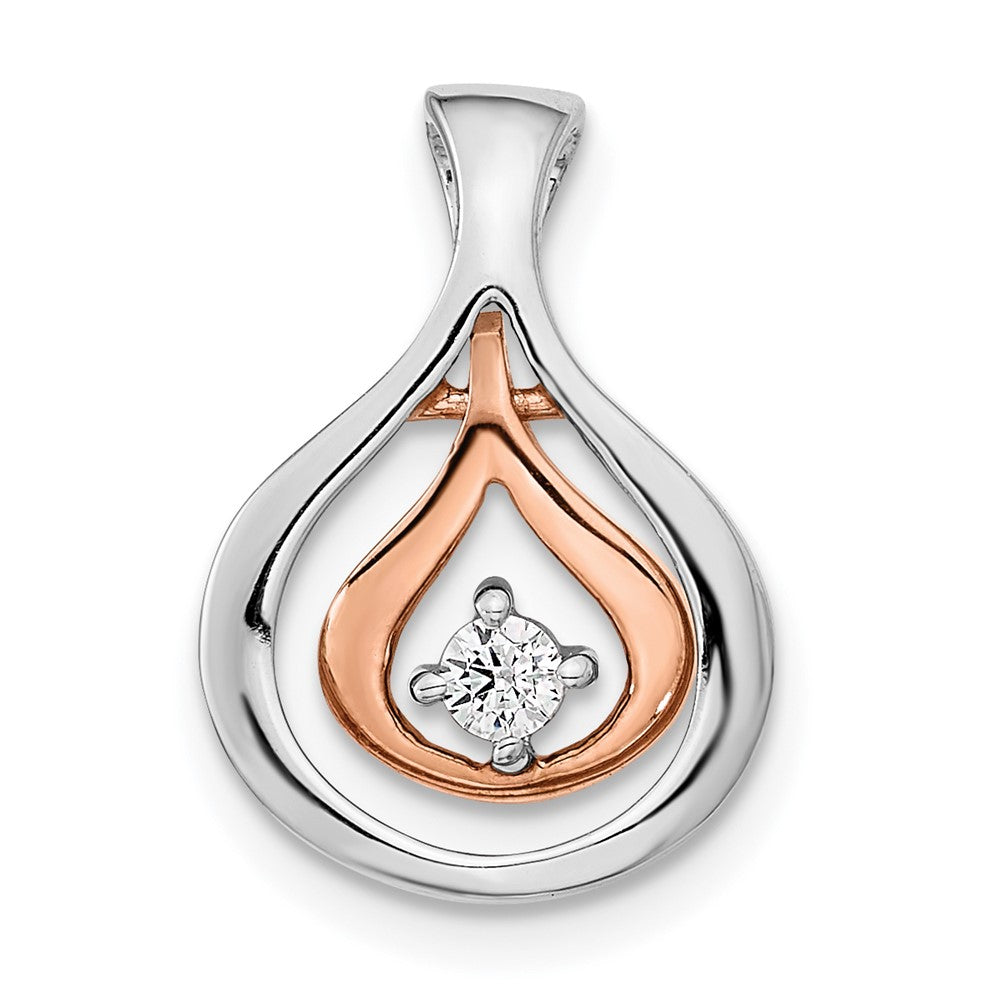 14K Bicolor Poliert Fantasie Diamant Kette Anhänger