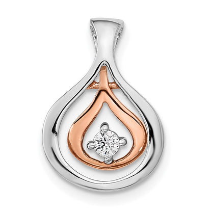 14K Bicolor Poliert Fantasie Diamant Kette Anhänger