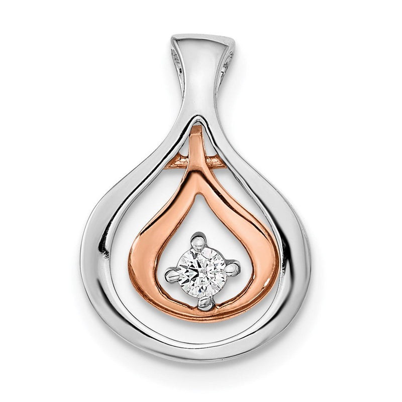 14K Bicolor Gold Poliert Fantasie Echt Diamant Kette Anhänger