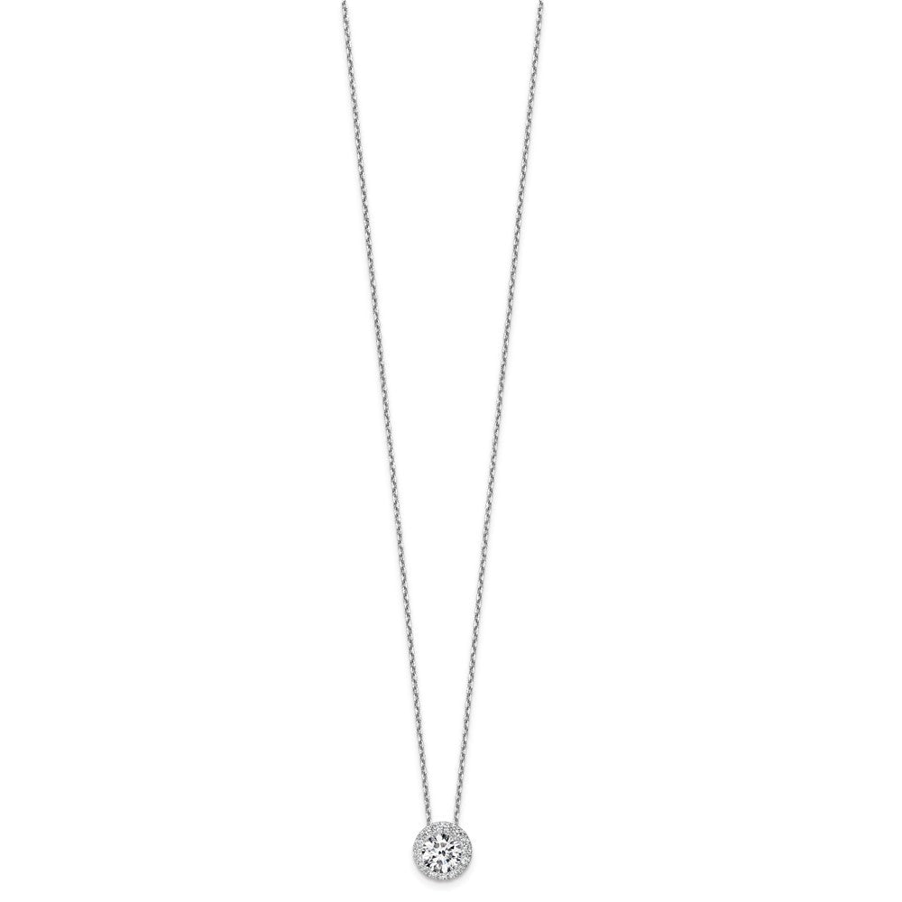 14K Weißgold 2,5 ct. zertifizierter im Labor gezüchteter Diamant VS/SI+ G+ 45 cm Halo-Anhänger-Halskette
