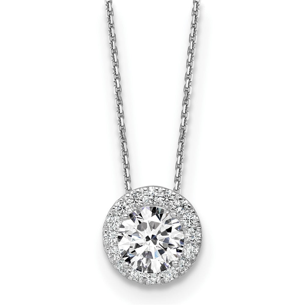 14K Weißgold 2,5 ct. zertifizierter im Labor gezüchteter Diamant VS/SI+ G+ 45 cm Halo-Anhänger-Halskette