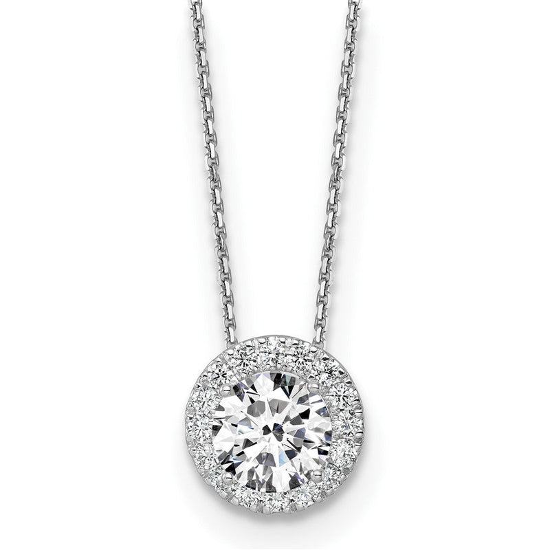 14K Weißgold 2,5 ct. zertifizierter im Labor gezüchteter Diamant VS/SI+ G+ 45 cm Halo-Anhänger-Halskette