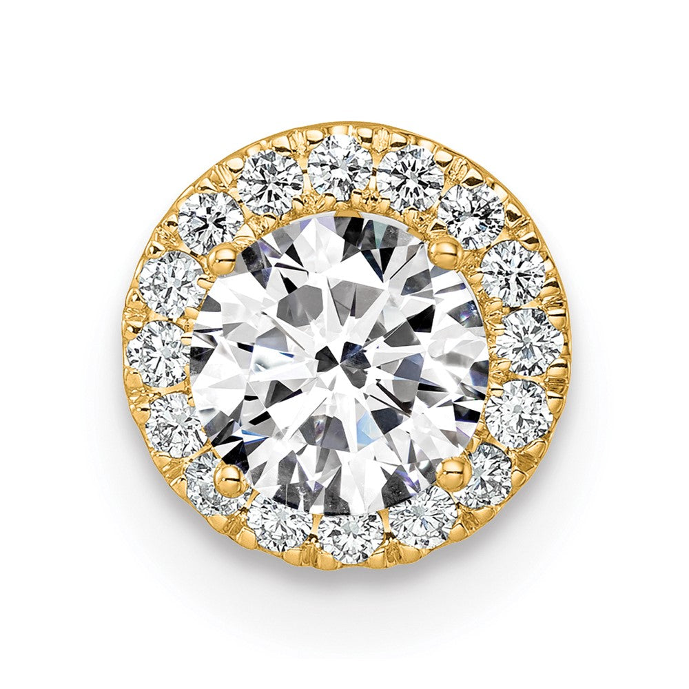 14K Gelbgold Weiß 0,5 ct. Laborgezüchteter Diamant VS/SI+ G+ Rund-Halo Ketten-Gleitanhänger