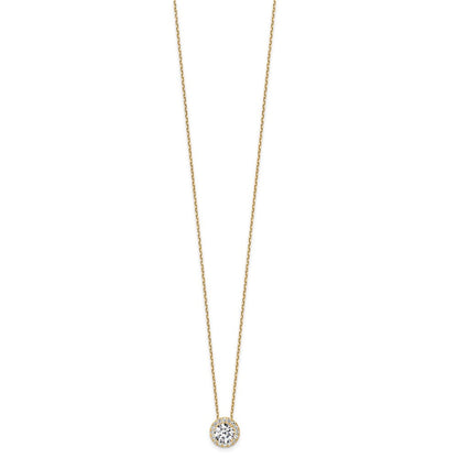 14 K Gelbgold 2,5 ct. zertifizierter, im Labor gezüchteter Diamant-Halo-Anhänger-Halskette VS/SI+ G+ 45 cm