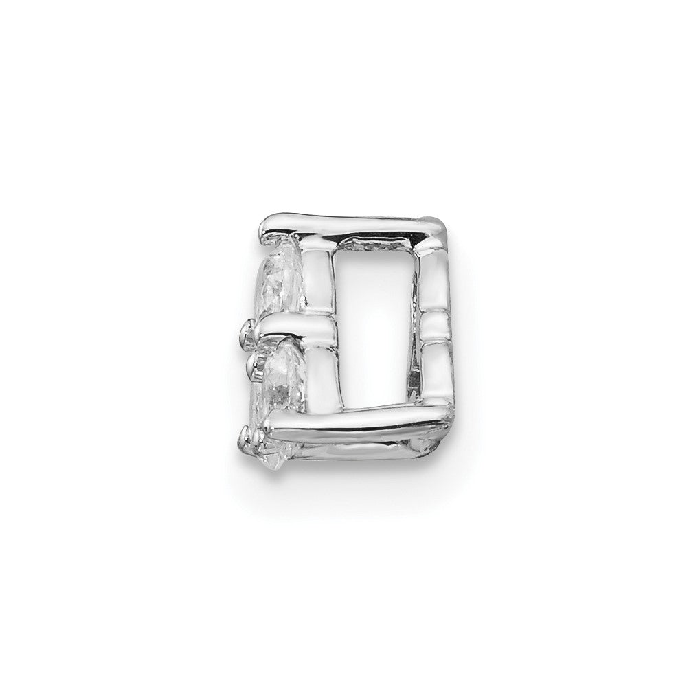 14K Weißgold 1/4ct. Echt Diamant Dreistein Dreieck Kette Anhänger