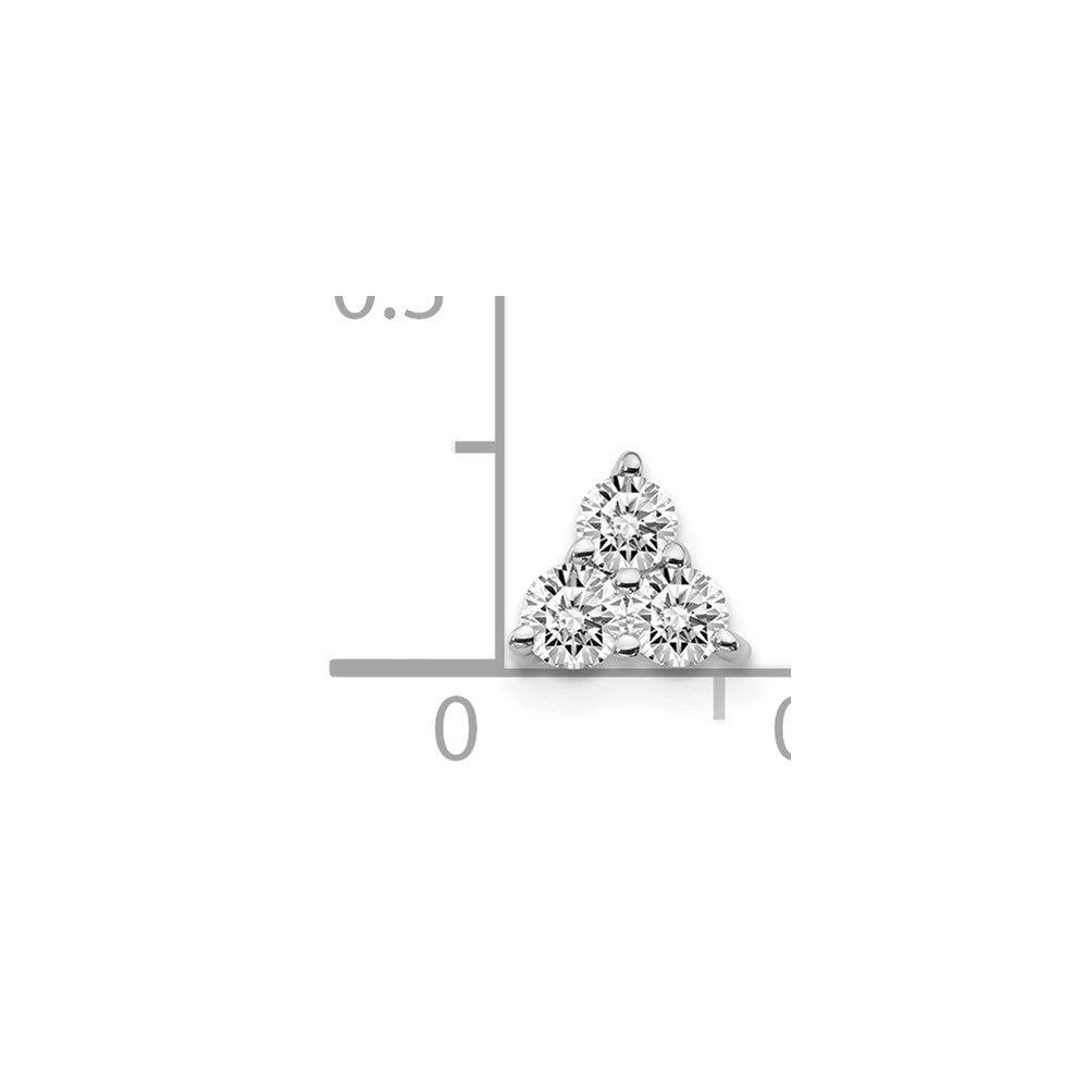 14K Weißgold 1/4ct. Echt Diamant Dreistein Dreieck Kette Anhänger