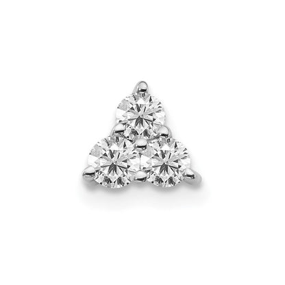 14K Weißgold 1/4ct. Echt Diamant Dreistein Dreieck Kette Anhänger