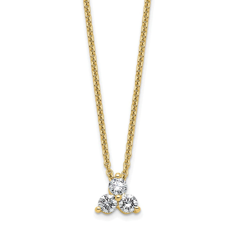 14K Gelbgold True Origin 1/4 Karat Im Labor Gezüchtet Diamant Vs D E F Dreistein 18 Zoll Halskette