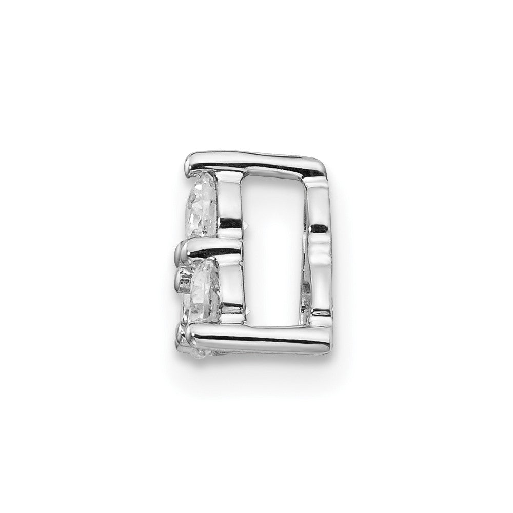 14K Weißgold 3/8ct. Echt Diamant Dreistein Dreieck Kette Anhänger