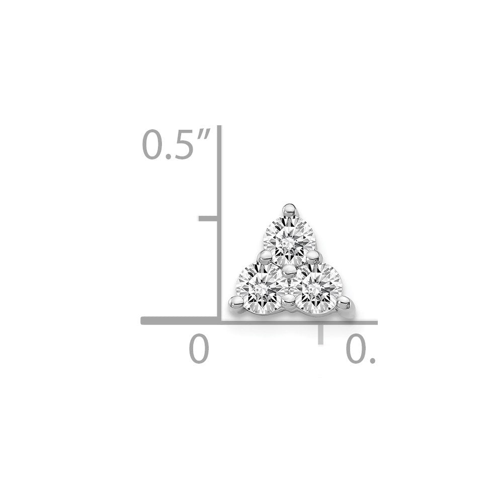 14K Weißgold 3/8ct. Echt Diamant Dreistein Dreieck Kette Anhänger