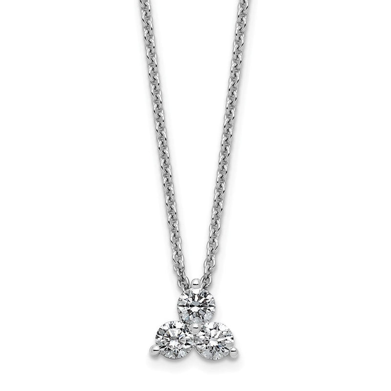 14K Weißgold True Origin 3/8 Karat Im Labor Gezüchtet Diamant Vs D E F Dreistein 18 Zoll Halskette