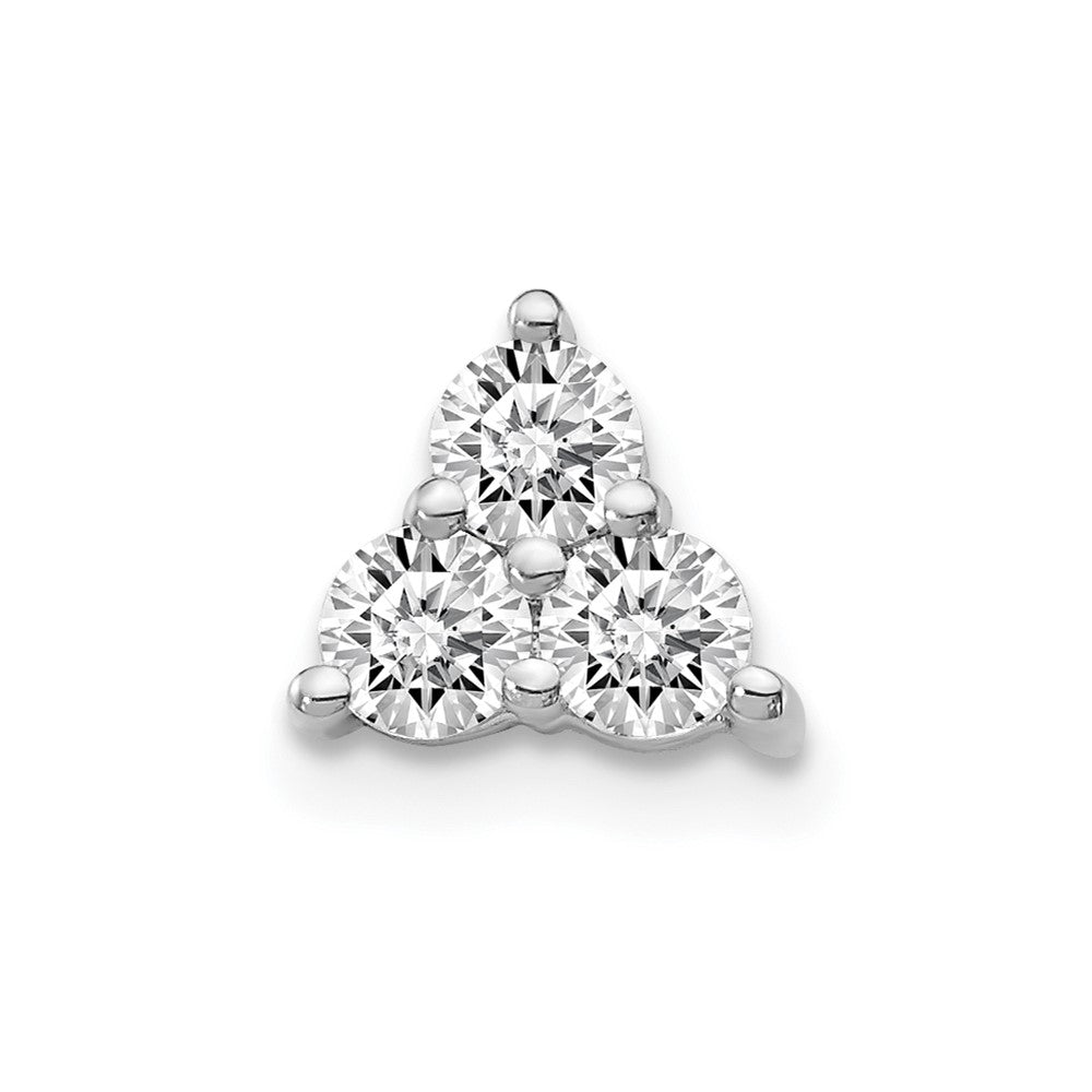 14K Weißgold 3/8ct. Echt Diamant Dreistein Dreieck Kette Anhänger