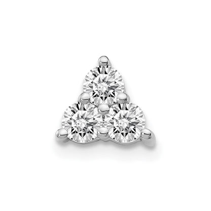 14K Weißgold 3/8ct. Echt Diamant Dreistein Dreieck Kette Anhänger