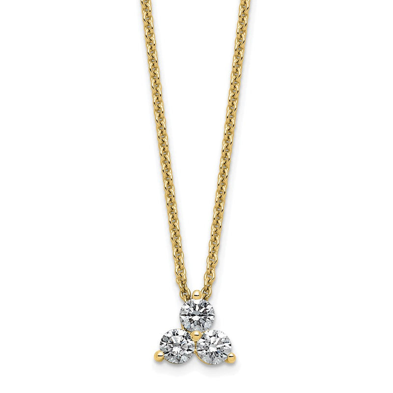 14K Gelbgold True Origin 3/8 Karat Im Labor Gezüchtet Diamant Vs D E F Dreistein 18 Zoll Halskette