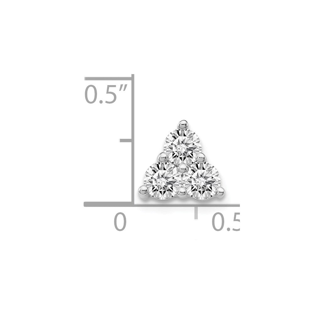 14K Weißgold 1/2ct. Echt Diamant Dreistein Dreieck Kette Anhänger