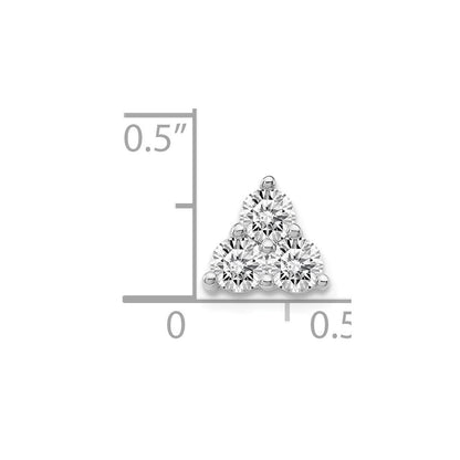 14K Weißgold 1/2ct. Echt Diamant Dreistein Dreieck Kette Anhänger