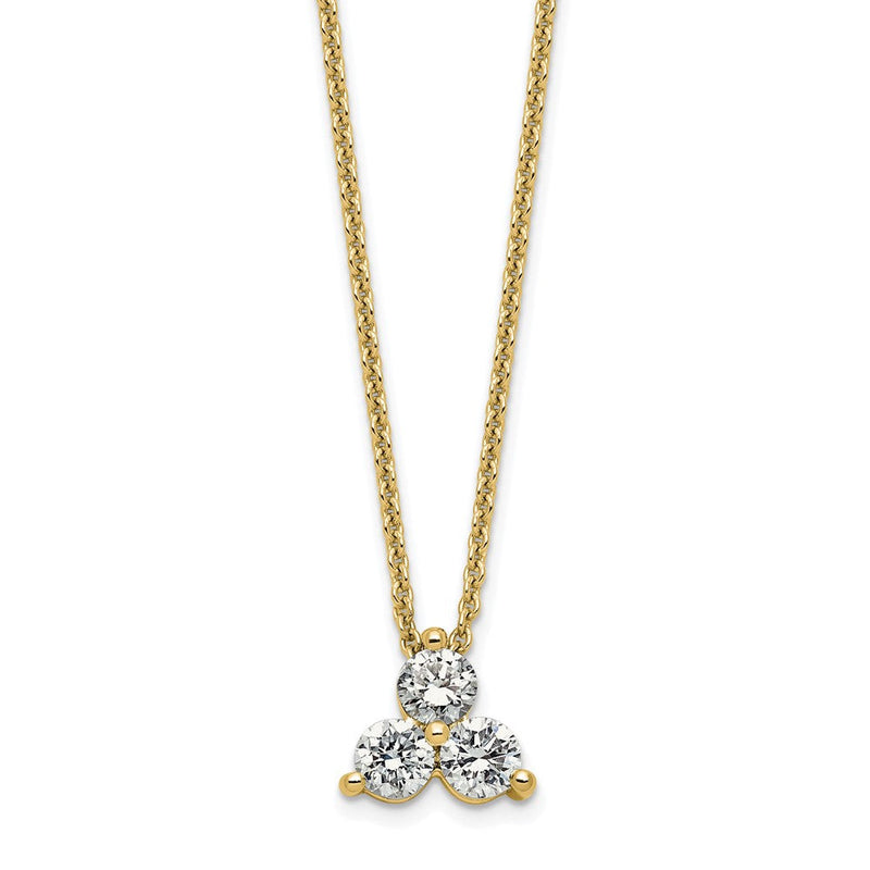 14K Gelbgold True Origin 1/2 Karat Im Labor Gezüchtet Diamant Vs D E F Dreistein 18 Zoll Halskette