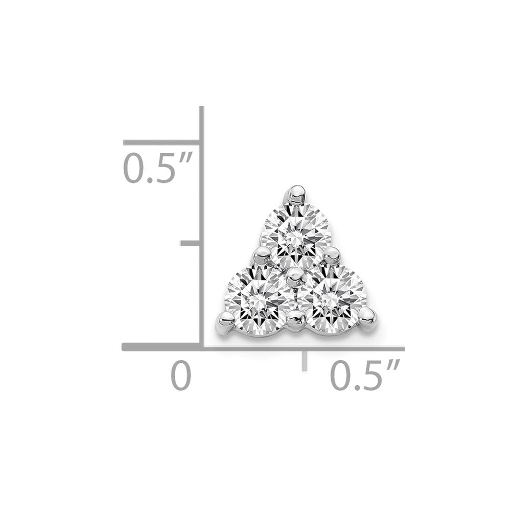 14K Weißgold 3/4ct. Echt Diamant Dreistein Dreieck Kette Anhänger