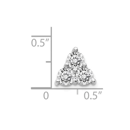 14K Weißgold 3/4ct. Echt Diamant Dreistein Dreieck Kette Anhänger