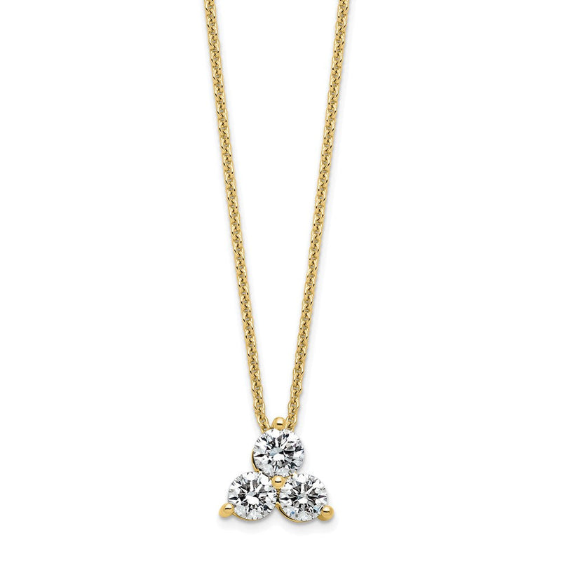 14K Gelbgold True Origin 3/4 Karat Im Labor Gezüchtet Diamant Vs D E F Dreistein 18 Zoll Halskette