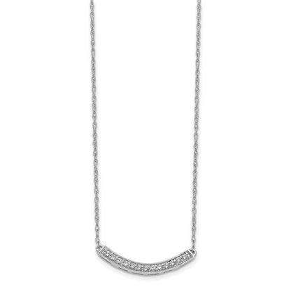 14K Weißgold Echt Diamant Gebogen Stab 18 Zoll Halskette