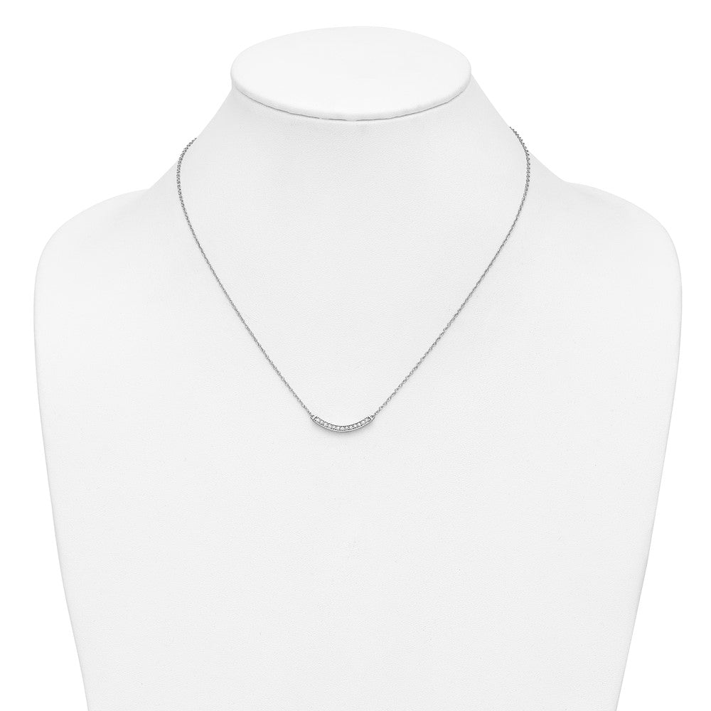 14K Weißgold Echt Diamant Gebogen Stab 18 Zoll Halskette