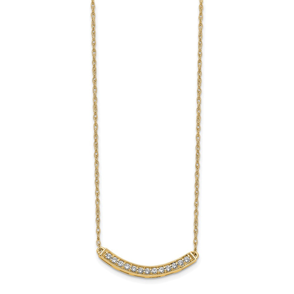 14K Gelbgold Echt Diamant Gebogen Stab 18 Zoll Halskette