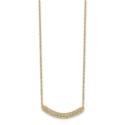 14K Gelbgold Echt Diamant Gebogen Stab 18 Zoll Halskette