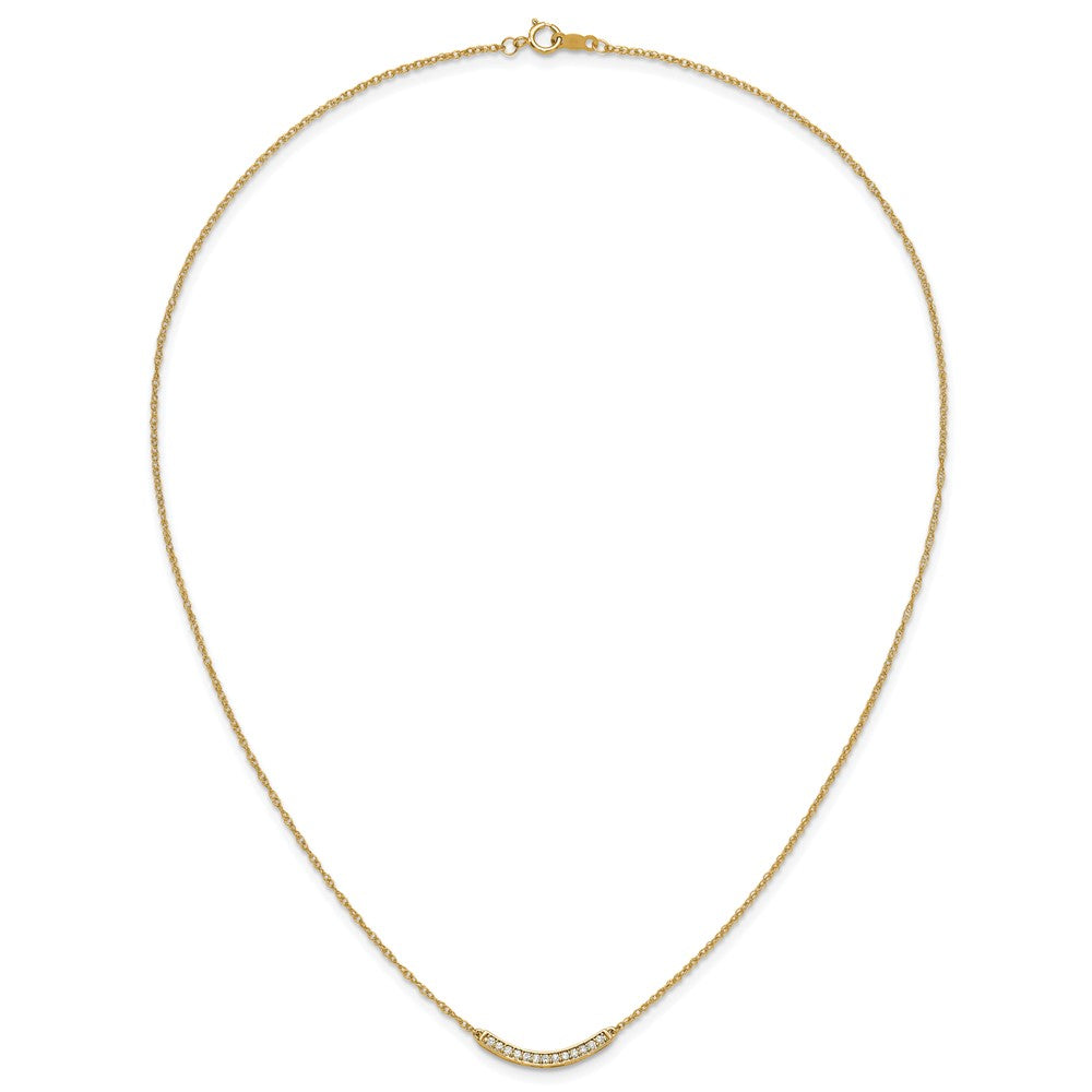 14K Gelbgold Echt Diamant Gebogen Stab 18 Zoll Halskette