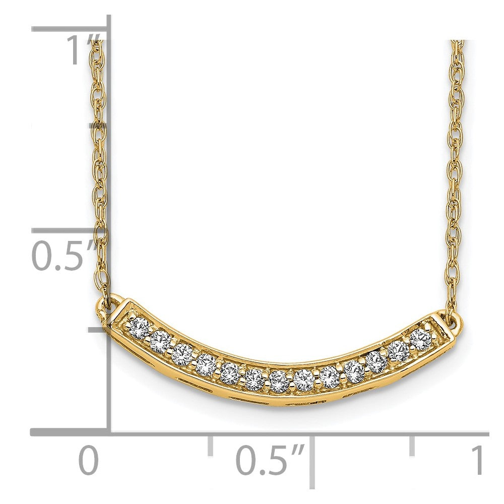 14K Gelbgold Echt Diamant Gebogen Stab 18 Zoll Halskette